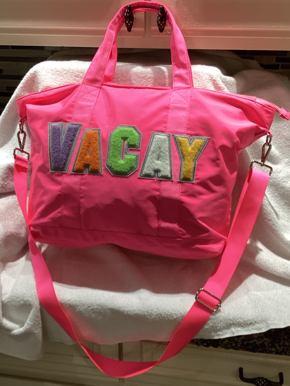 Bright Pink 'VACAY' Weekender Tote Bag